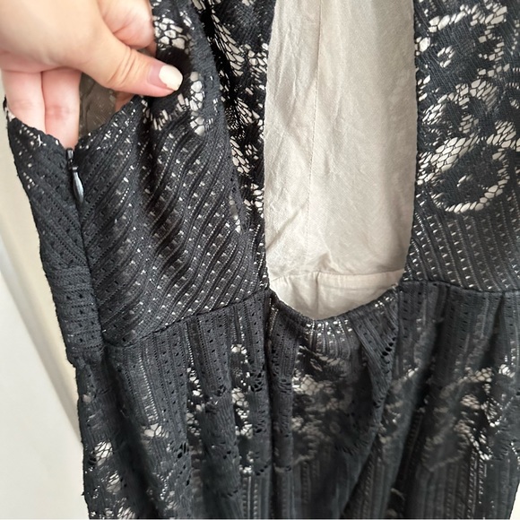 Free People Black Rocco Lace Overlay Mini Dress Womens size 6 - Picture 6 of 12